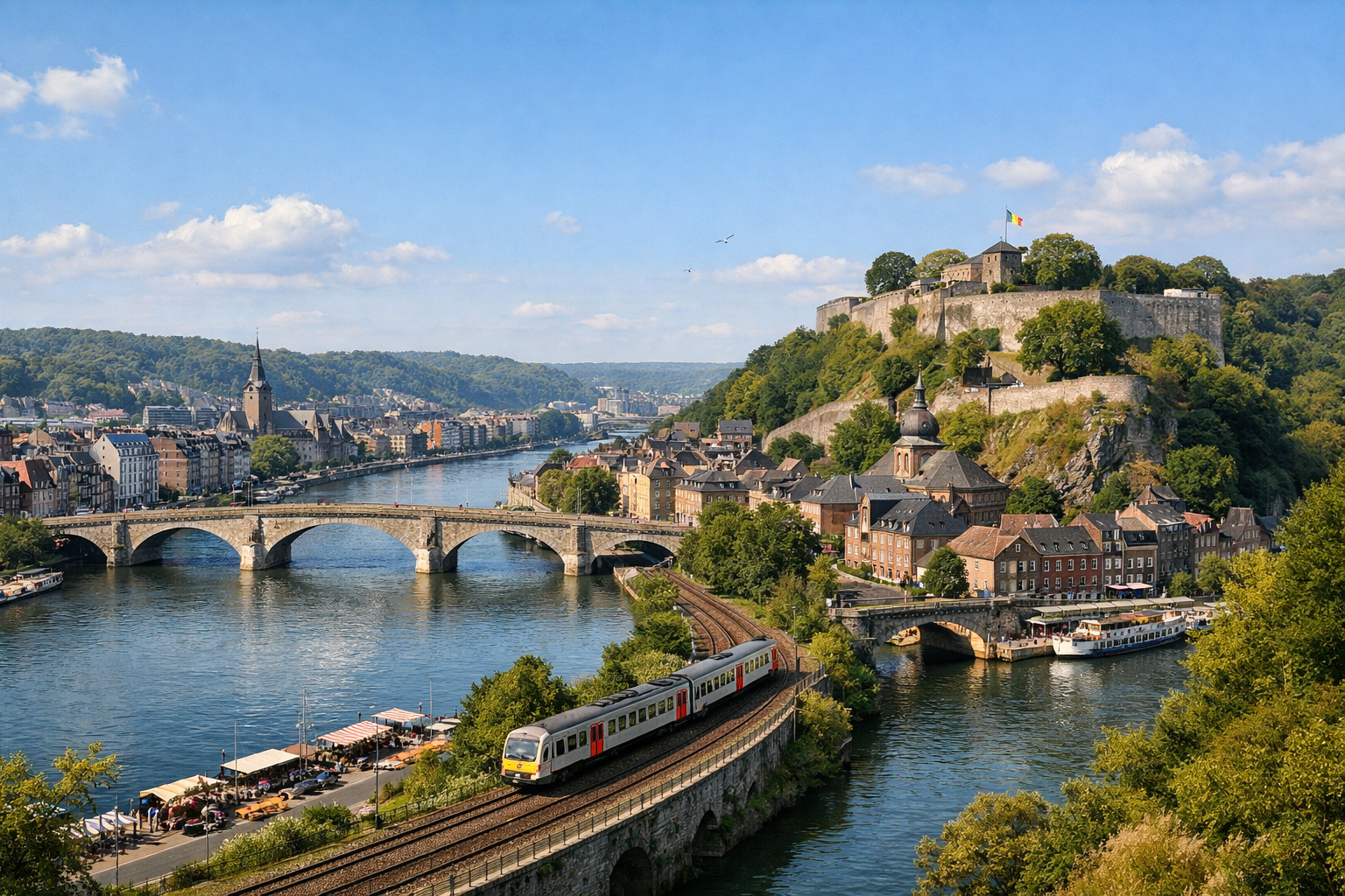 Bélgica, Lieja y Namur. Viaje económico por la Valonia francófona con ciudadelas, paseos junto al Mosa, mercados y trayectos en trenes regionales.