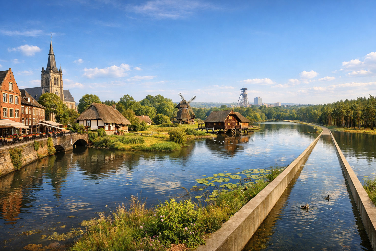 Bélgica, provincia de Limburgo. Ruta ciclista por Hasselt y sus alrededores a través de la zona natural De Wijers, Bokrijk, Genk y la ruta ciclista «A través del agua». Dificultad: fácil. Temporada: abril — octubre.