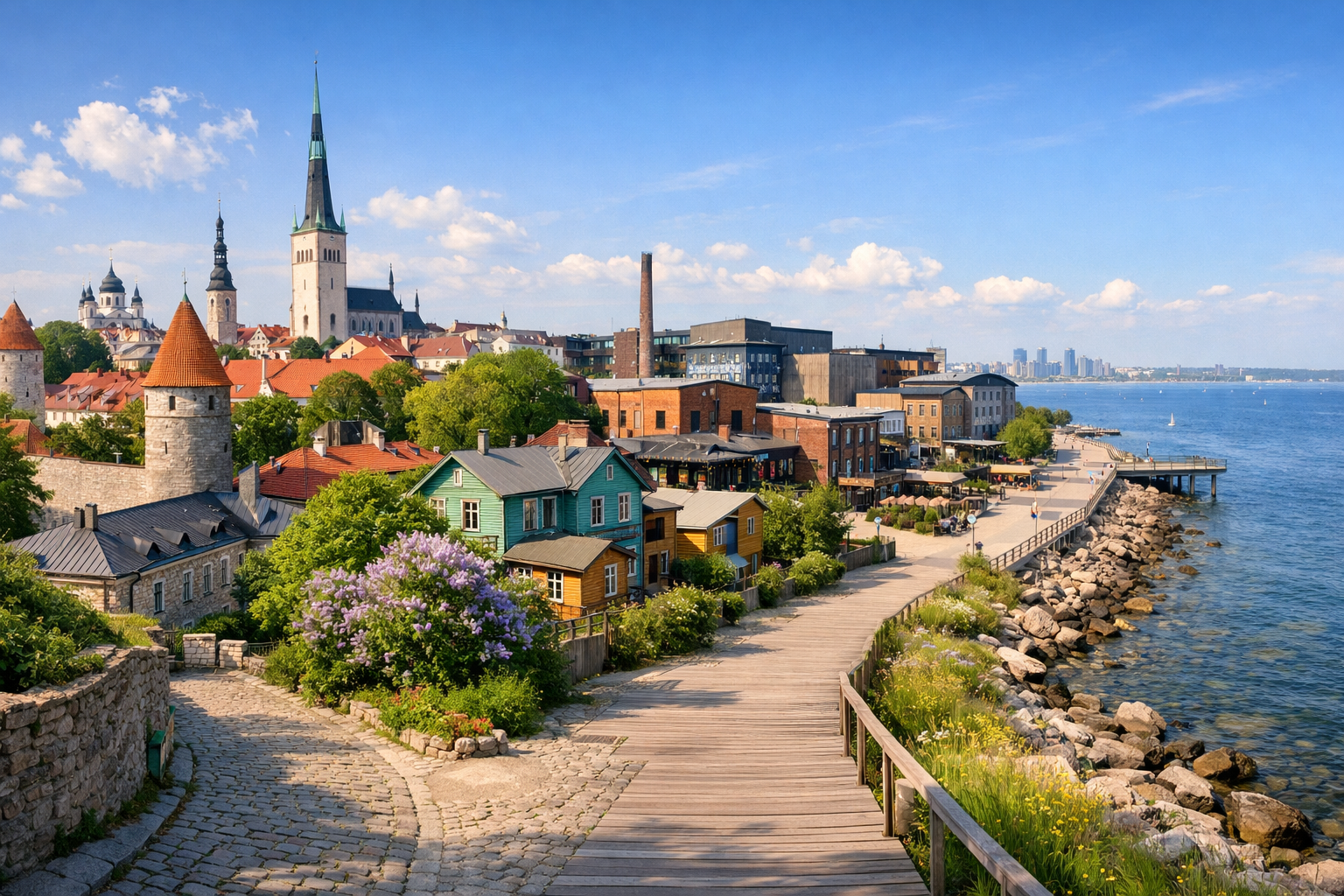 Estonia, Tallin. Tour urbano económico por el centro medieval, el barrio de Kalamaja, el distrito creativo de Telliskivi y el paseo marítimo. Temporada: mayo - septiembre.