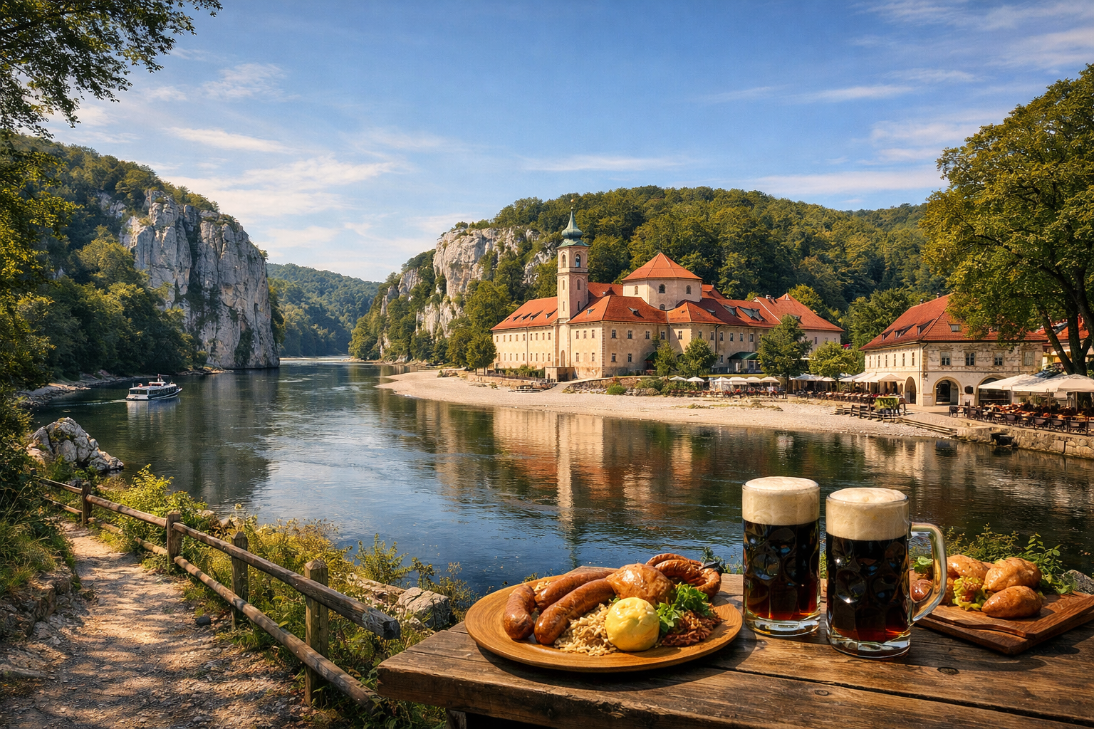 Alemania, Baviera. Ruta cervecera monástica a Klosterbrauerei Weltenburg con paseo por el desfiladero del Danubio, degustación de cerveza oscura y almuerzo en la taberna del monasterio.