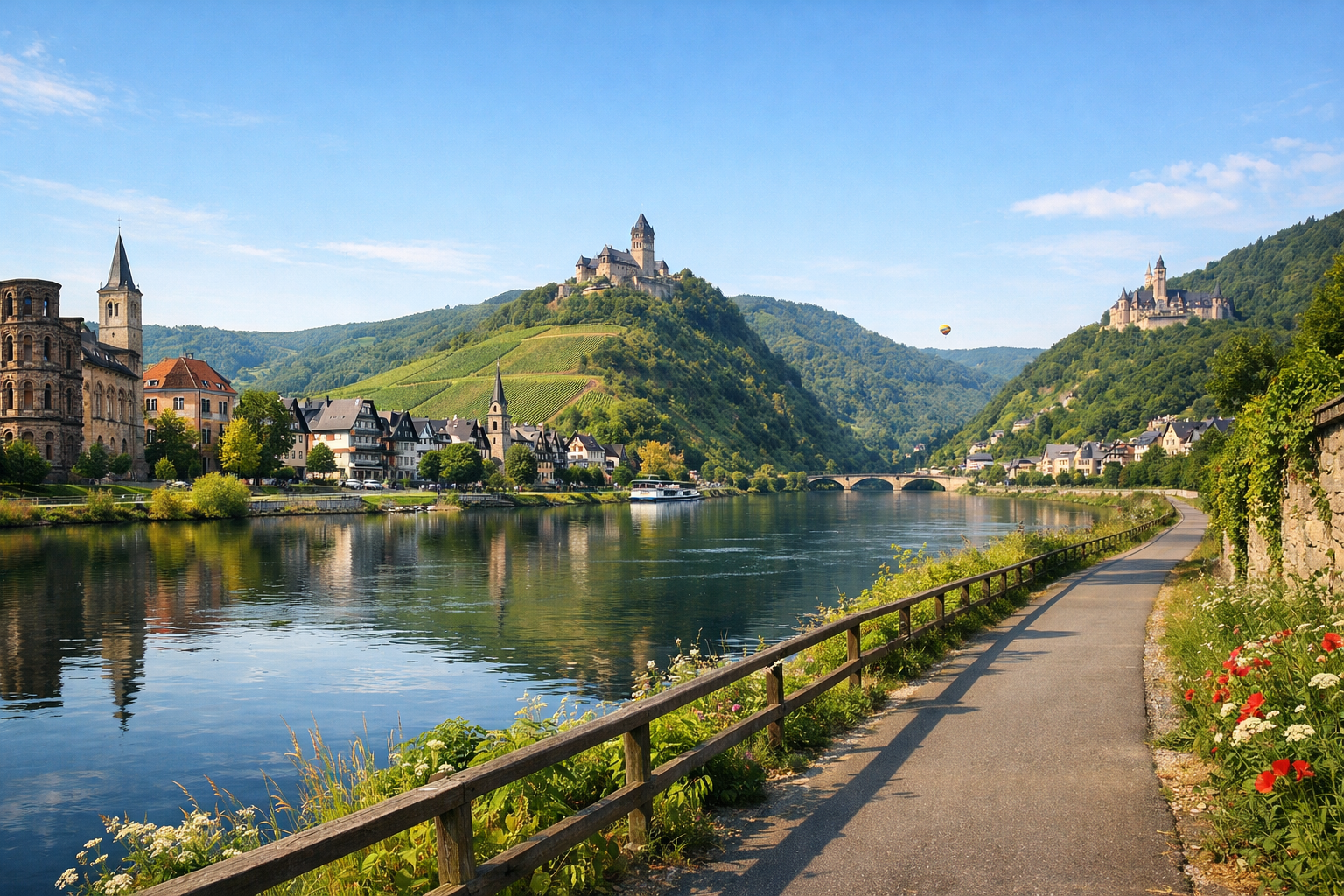 Allemagne et Autriche. Piste cyclable de la Moselle (Trèves - Coblence). Saison: mai - octobre