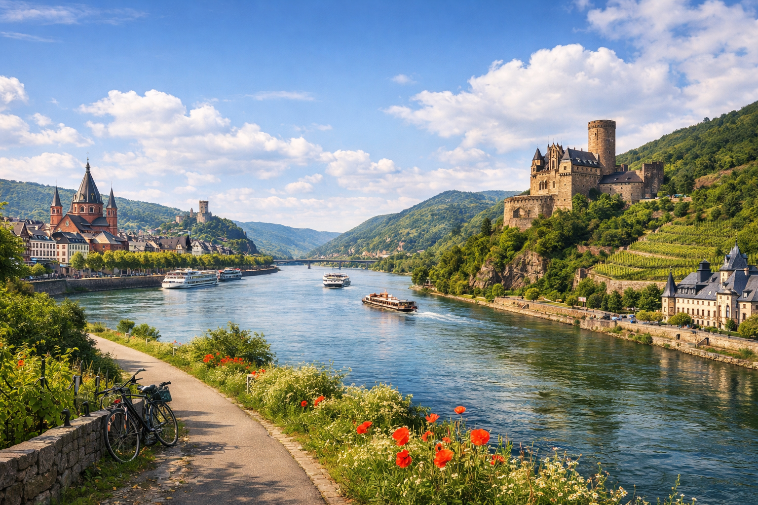 Alemania y Austria. Ruta ciclista del Rin (Maguncia - Coblenza). Temporada: Mayo - Octubre