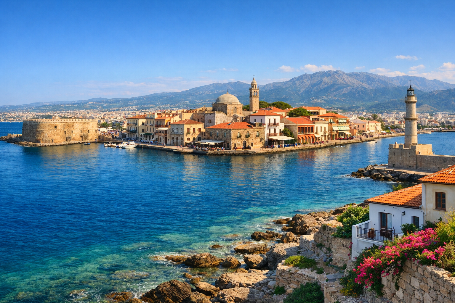 Grèce, île de Crète. Itinéraire économique à Héraklion, Réthymnon et La Canée avec des trajets en bus, des plages et un hébergement dans de petits appartements.