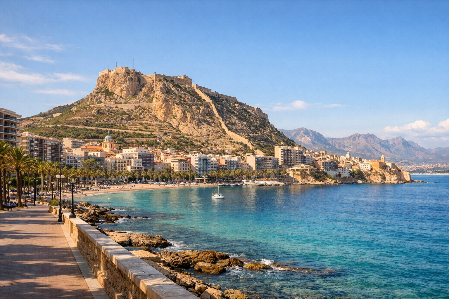 Spain, Alicante. A budget trip with walks along the promenade, a visit to Santa Bárbara Castle, free beaches, and trips to neighboring towns.