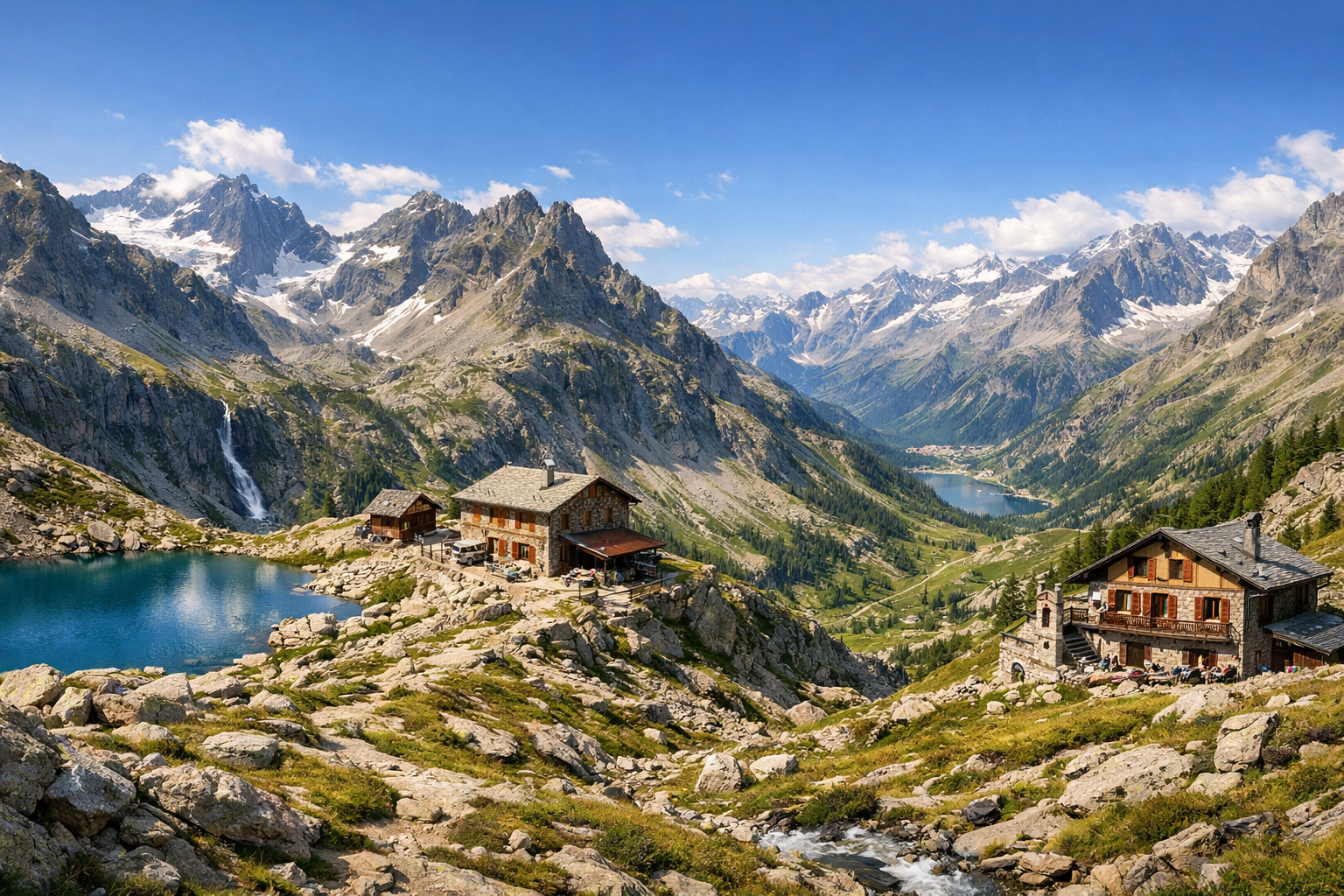 Italia, parque nacional del Gran Paradiso. Trekking circular de seis días a través de los valles de Valsavarenche y Val di Rhemes, pasos de alta montaña, lagos alpinos y refugios de montaña. Dificultad: media o alta. Temporada: julio - agosto.