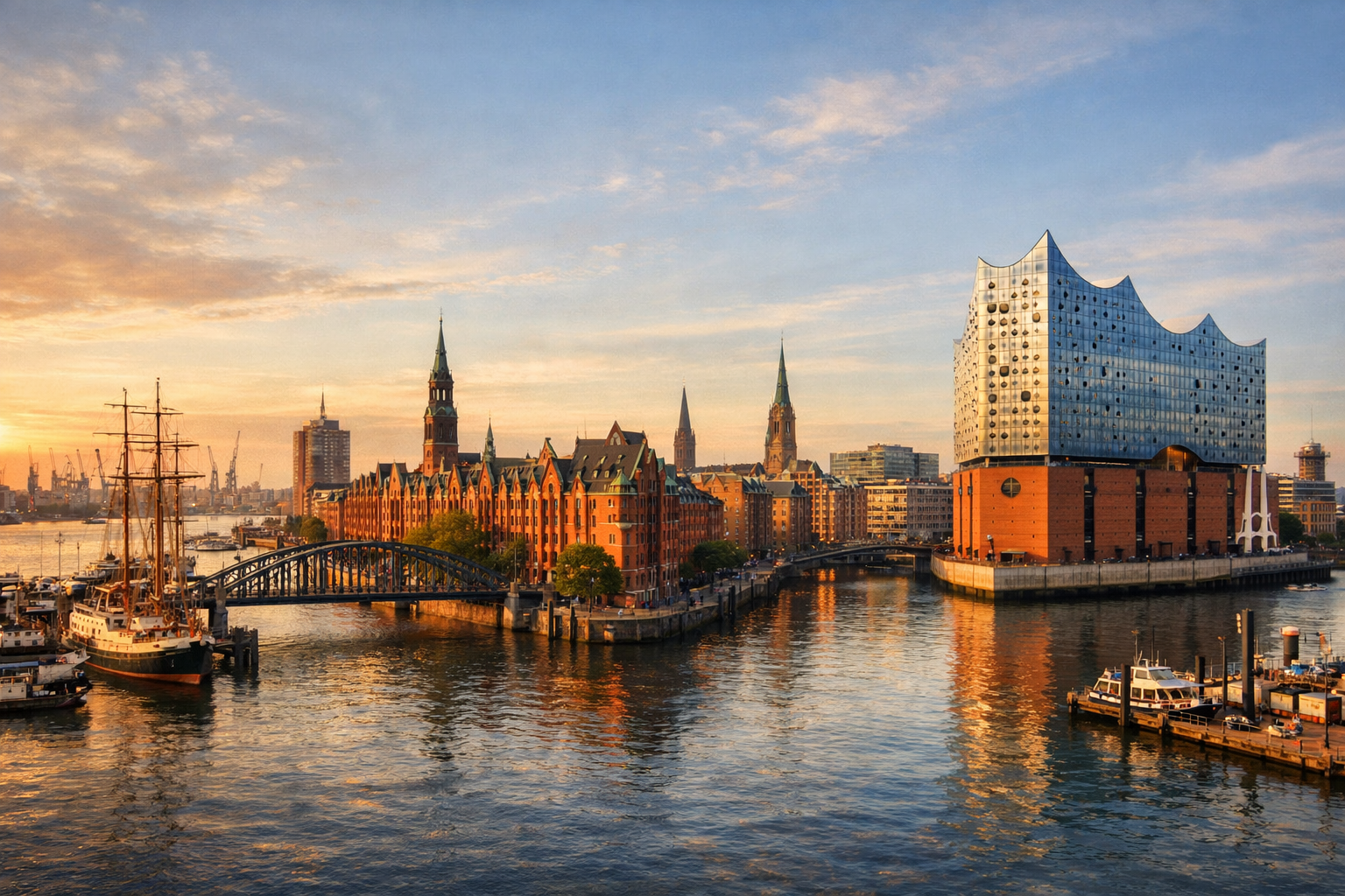 Hambourg classique port Philharmonie de l’Elbe Speicherstadt