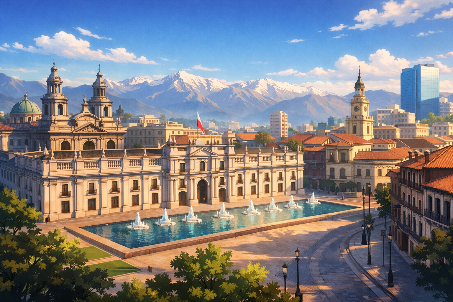 La Moneda and the historic center of Santiago