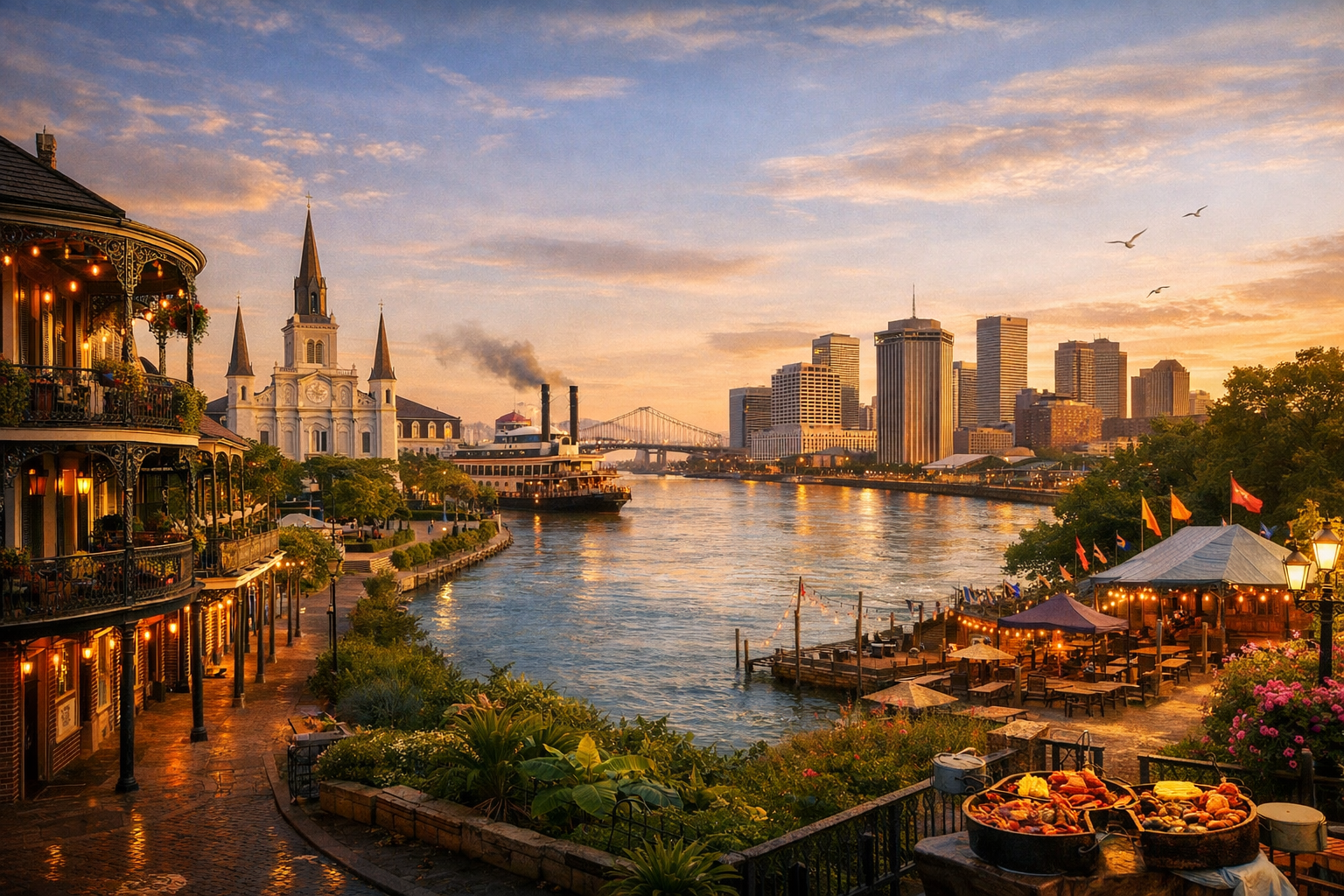 New Orleans — jazz, Creole cuisine, and festivals