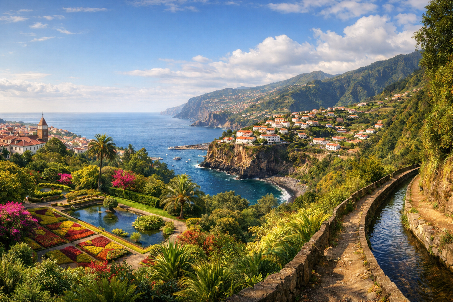 Portugal, Madeira. Ruhige Reise durch Funchal, botanische Gärten, Küstenstädte und barrierearme Routen entlang der Levadas.