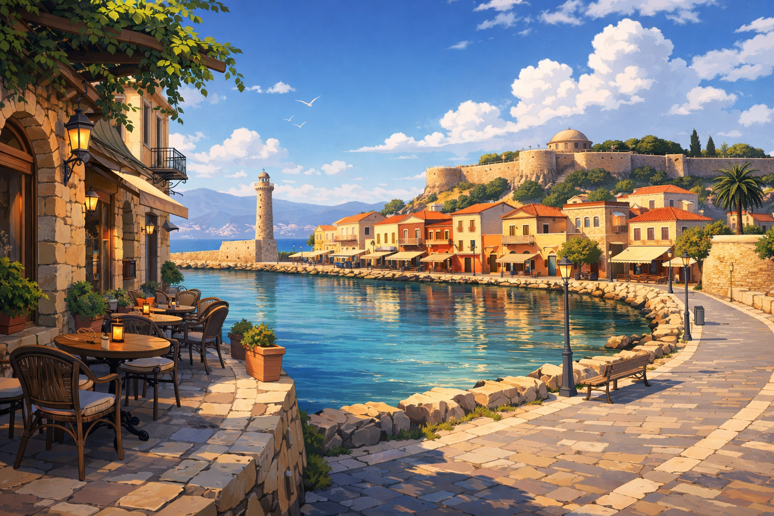 Rethymno, Crete - Venetian old town, fortress, cafes, beach area