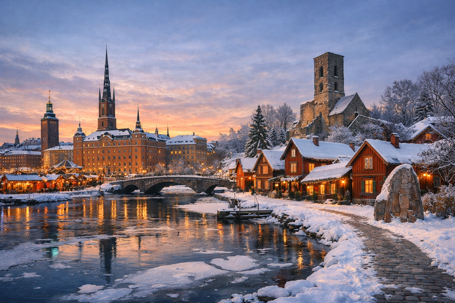 Sweden, Stockholm and Sigtuna. A festive trip through the capital of Sweden and one of the country's oldest towns with wooden houses, candles, markets, and winter walks.