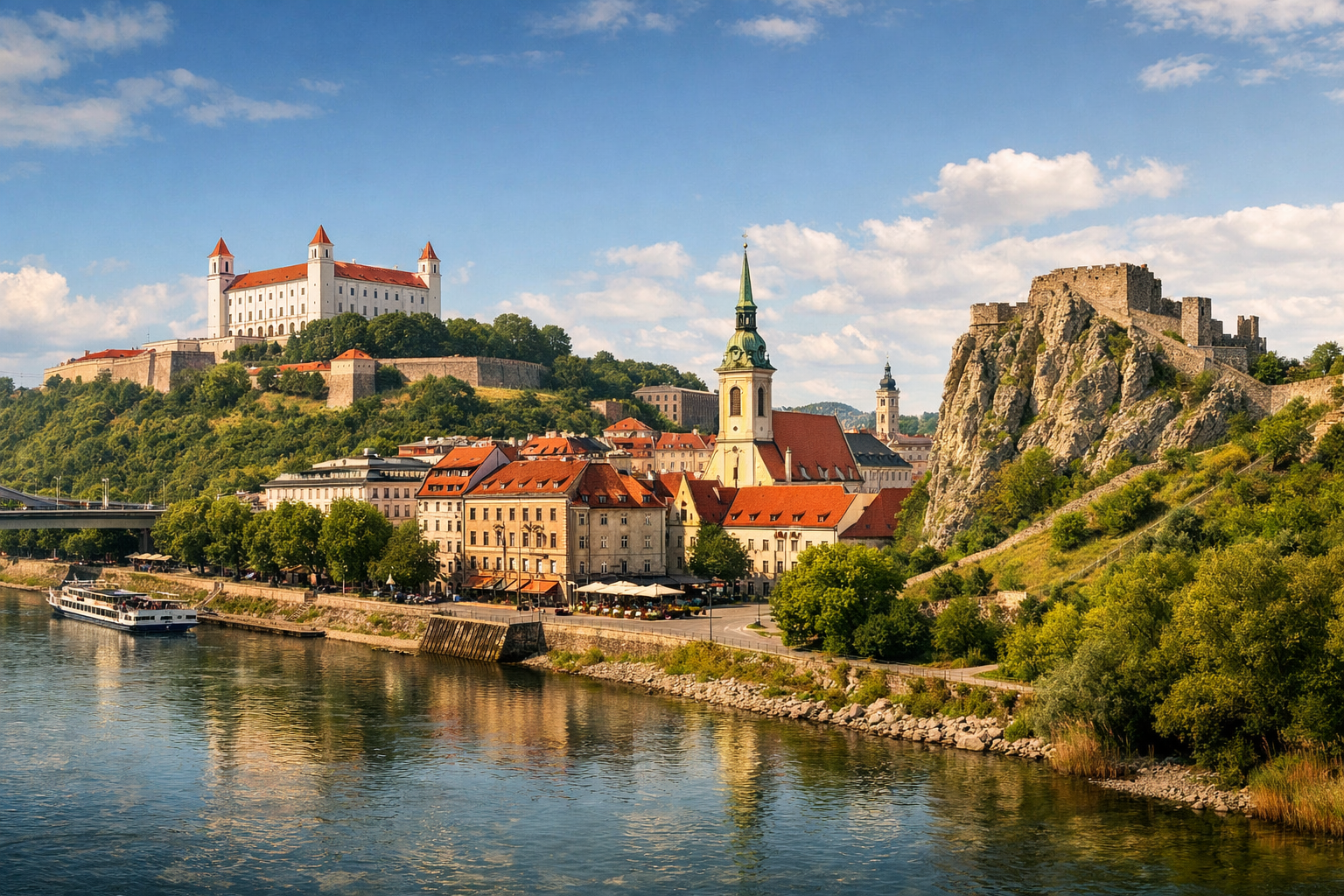 Slovaquie, Bratislava. Voyage économique dans une capitale compacte avec un château, un centre historique, les quais du Danube et la forteresse de Devín. Saison: avril - octobre.