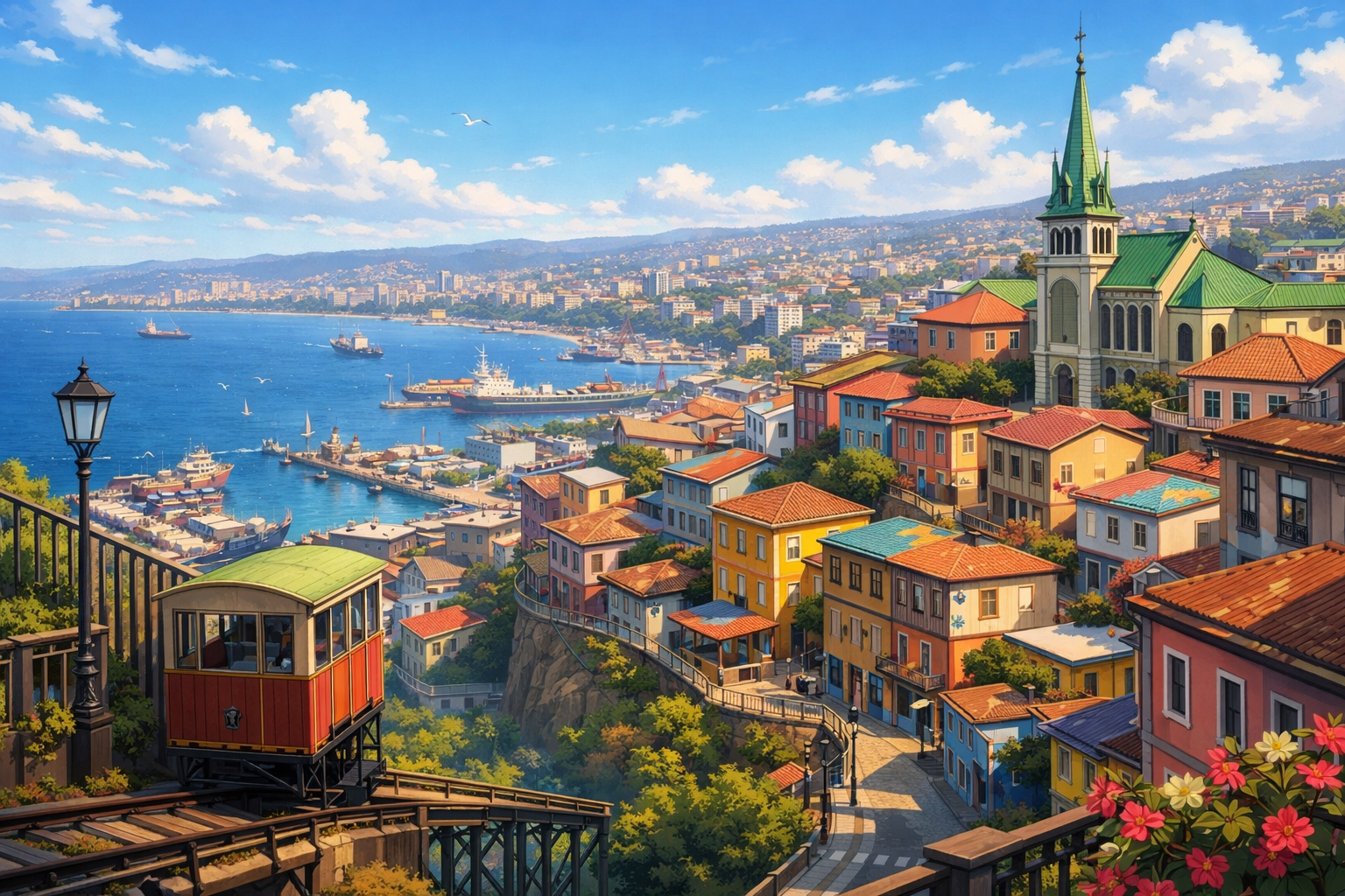 Valparaiso with children